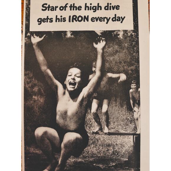 1944 Bosco Chocolate Milk‎ "Iron Every Day" Boy Jumping in Pond Vintage Print Ad - Picture 1 of 7